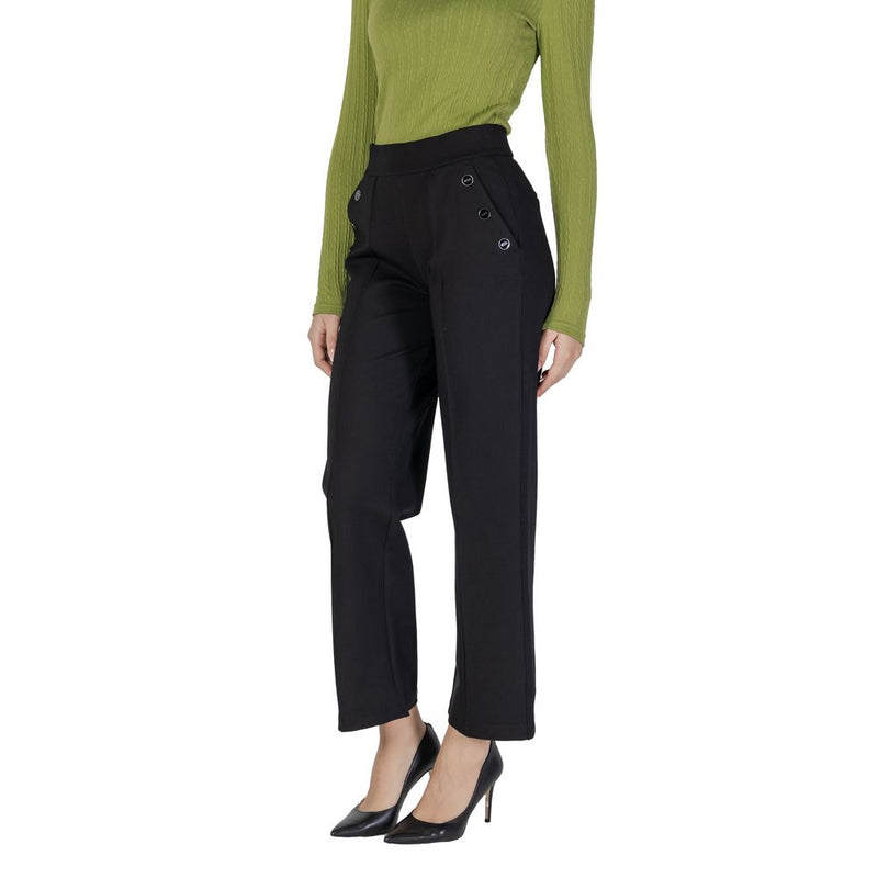 Pantalon Palazzo Noir en Viscose pour Femmes Street One