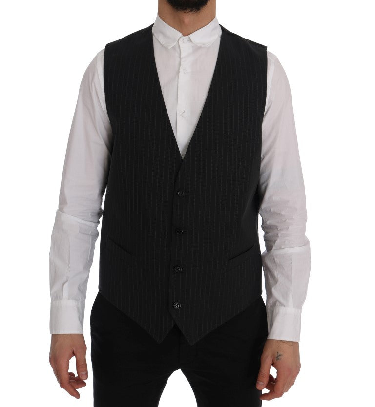Gilet rayé en coton gris STAFF Dolce &amp; Gabbana