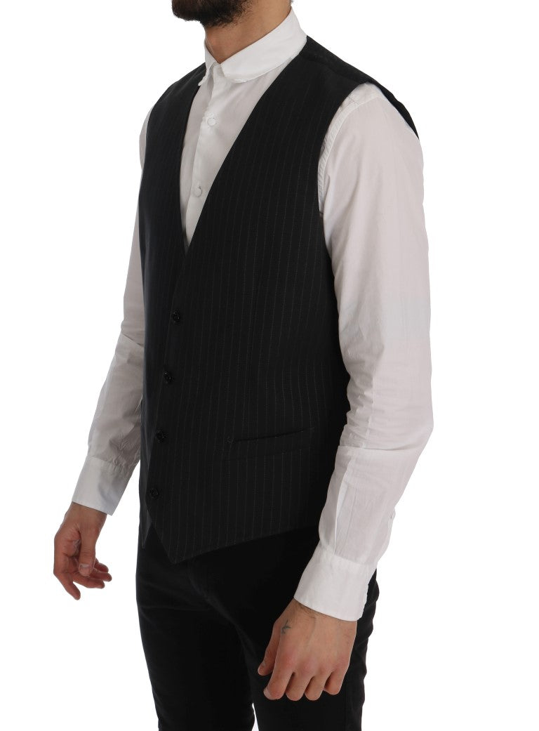 Gilet rayé en coton gris STAFF Dolce &amp; Gabbana