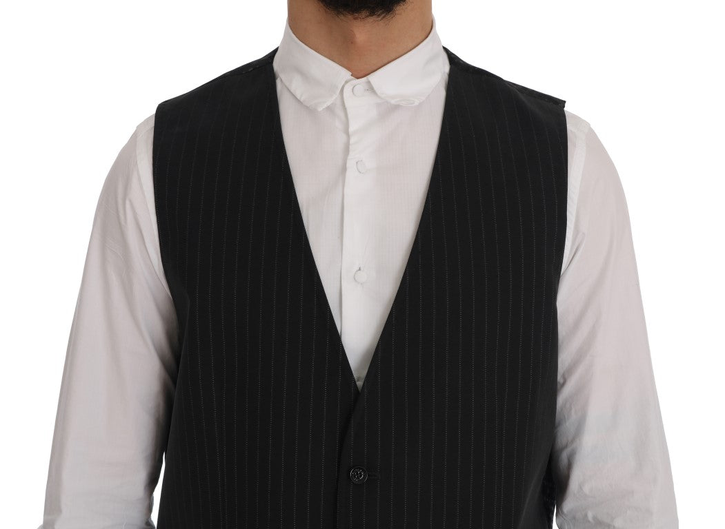 Gilet rayé en coton gris STAFF Dolce &amp; Gabbana
