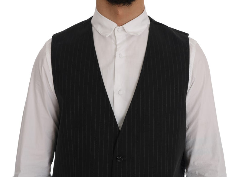 Gilet rayé en coton gris STAFF Dolce &amp; Gabbana