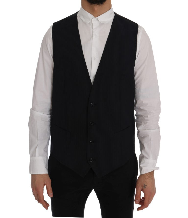 Gilet rayé en laine noire STAFF Dolce &amp; Gabbana
