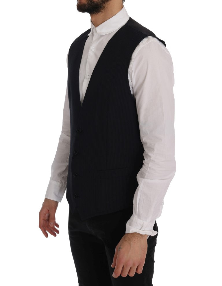 Gilet rayé en laine noire STAFF Dolce &amp; Gabbana
