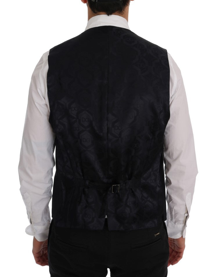 Gilet rayé en laine noire STAFF Dolce &amp; Gabbana