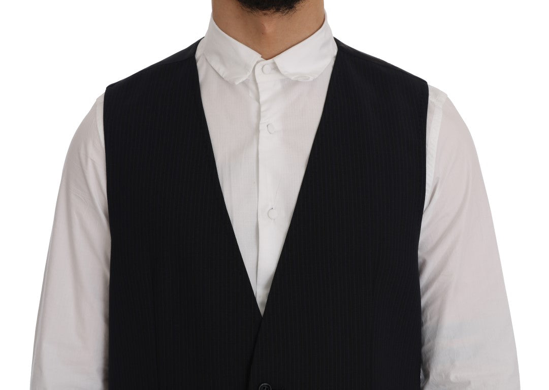 Gilet rayé en laine noire STAFF Dolce &amp; Gabbana