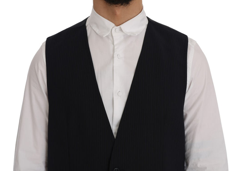 Gilet rayé en laine noire STAFF Dolce &amp; Gabbana