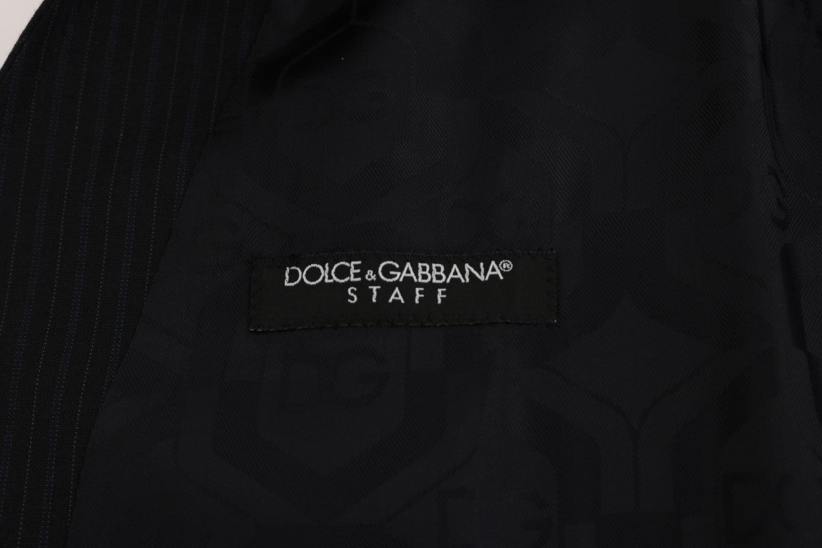 Gilet rayé en laine noire STAFF Dolce &amp; Gabbana