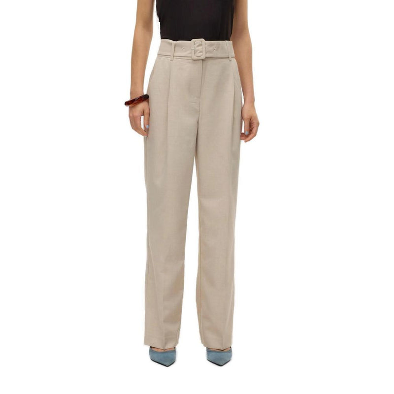 Vero Moda Vmnancy Hw Straight Belt Gray Pants for Women