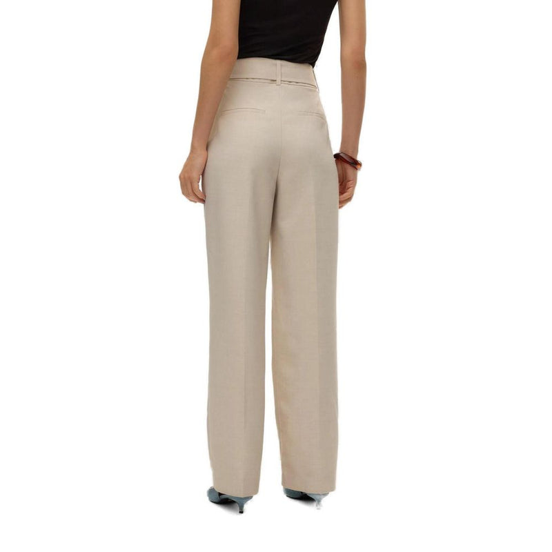 Vero Moda Vmnancy Hw Straight Belt Gray Pants for Women