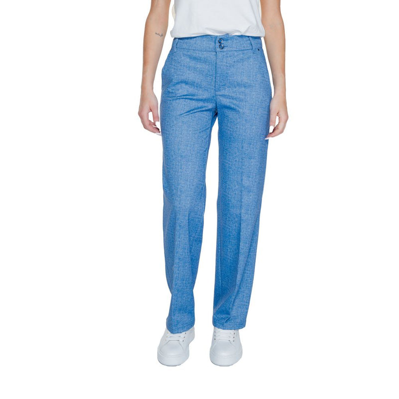 Street One Pantalons Palazzo Bleus en Polyester pour Femmes