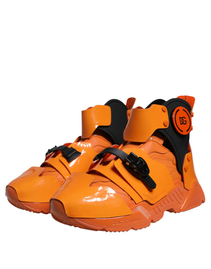 Dolce & Gabbana Oranje Multi Panel Chunky Hoge Sneakers