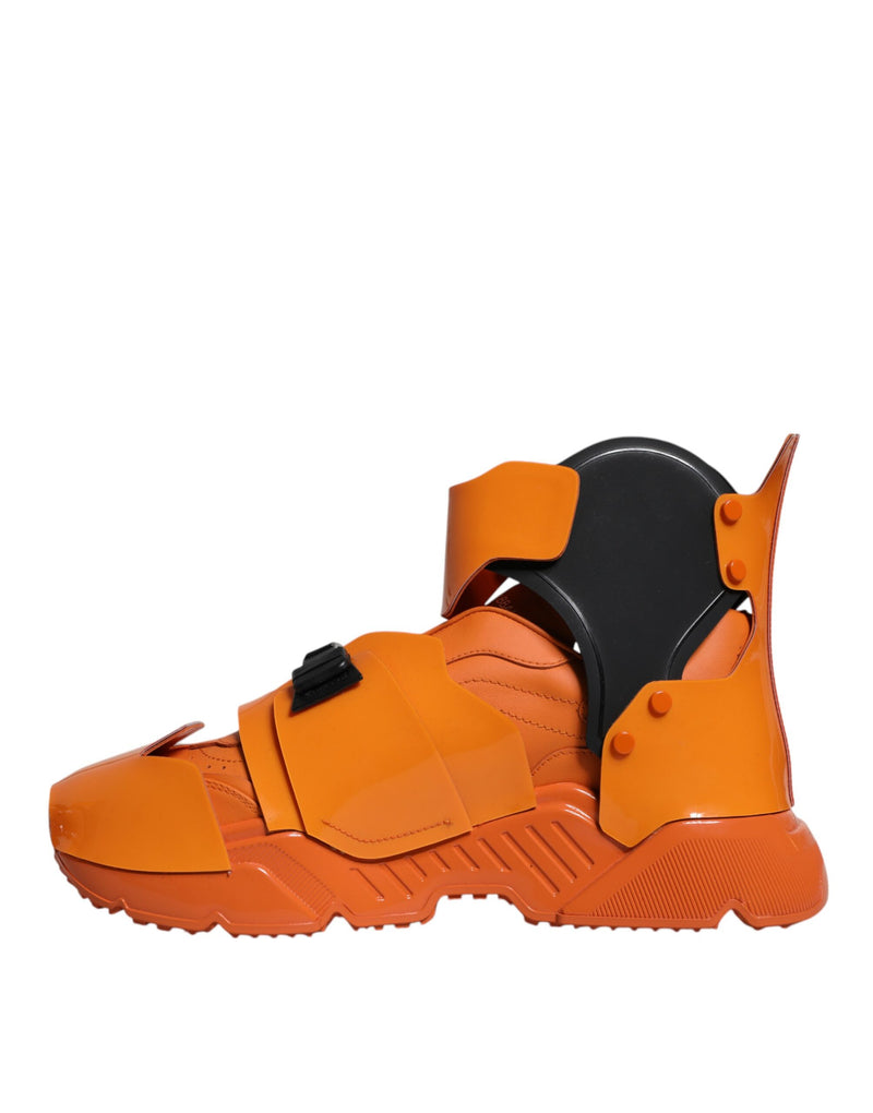 Dolce & Gabbana Orange Multi Panel Chunky High Top Sneakers
