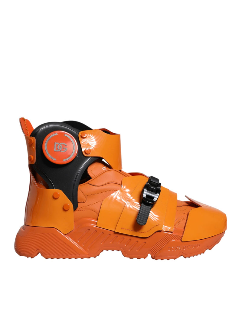 Dolce & Gabbana Orange Multi Panel Chunky High Top Sneakers