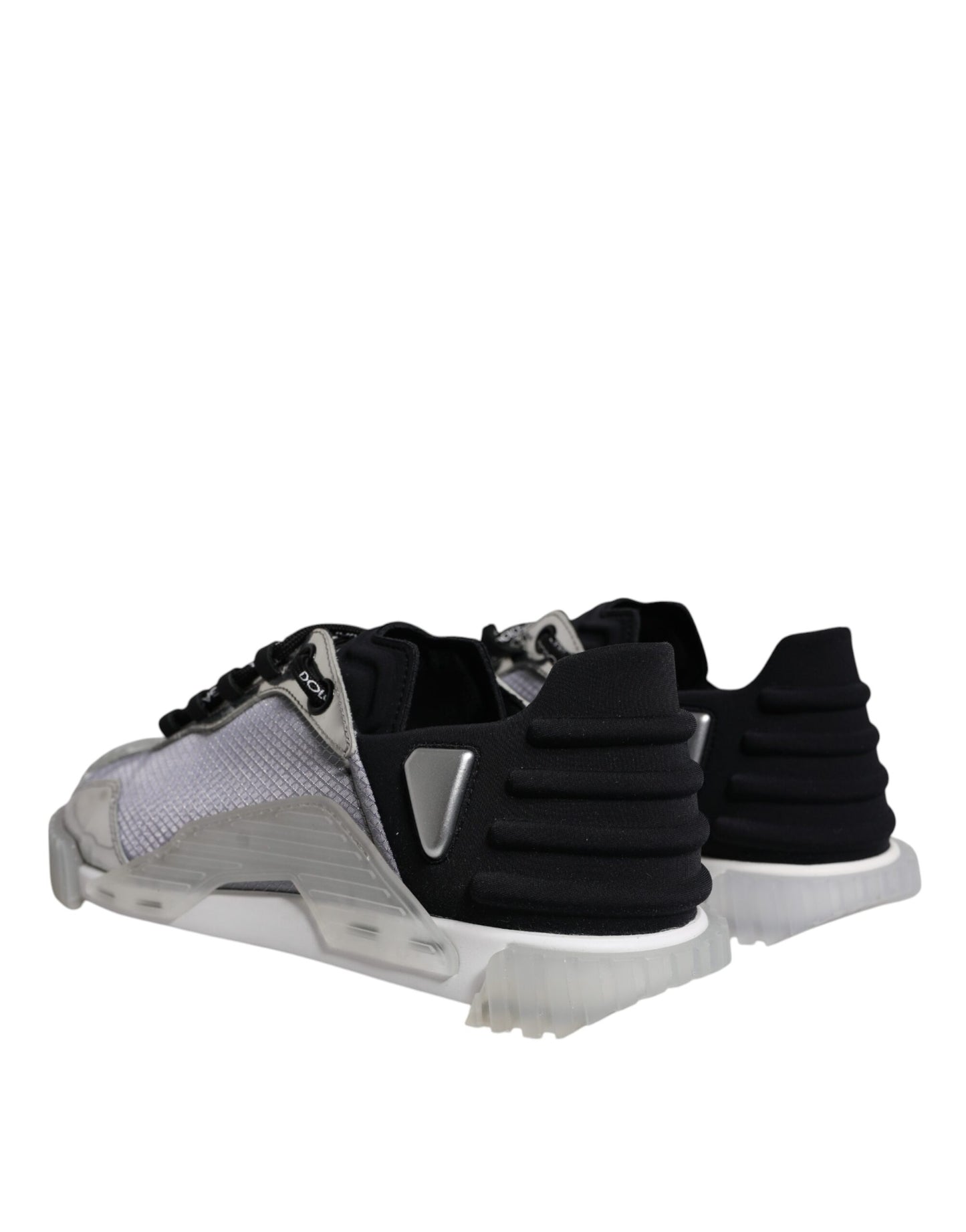 Dolce & Gabbana Zilver Zwarte Nylon NS1 Lage Sneakers