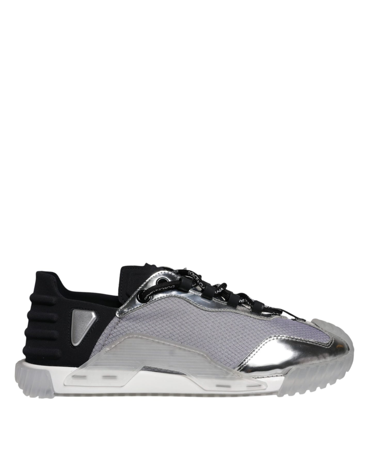 Dolce & Gabbana Zilver Zwarte Nylon NS1 Lage Sneakers