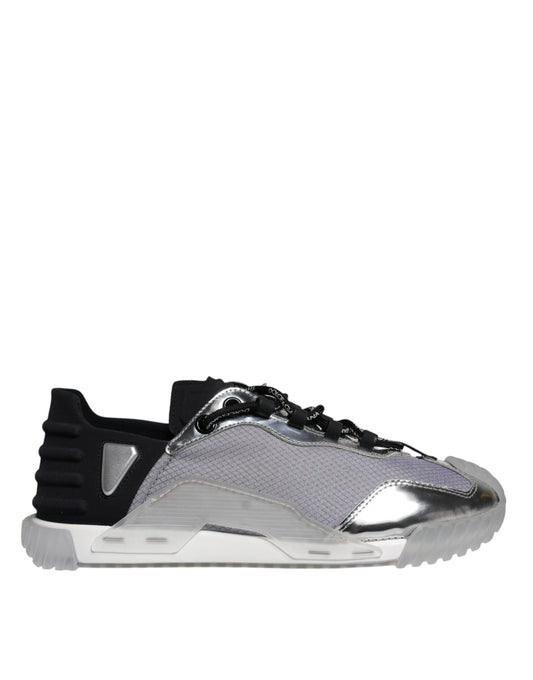 Dolce & Gabbana Zilver Zwarte Nylon NS1 Lage Sneakers