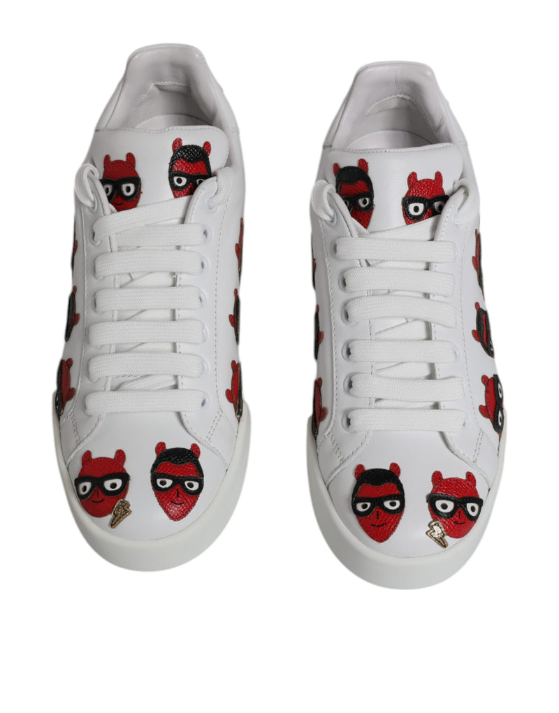 Dolce & Gabbana White Devil Face Portofino Sneakers