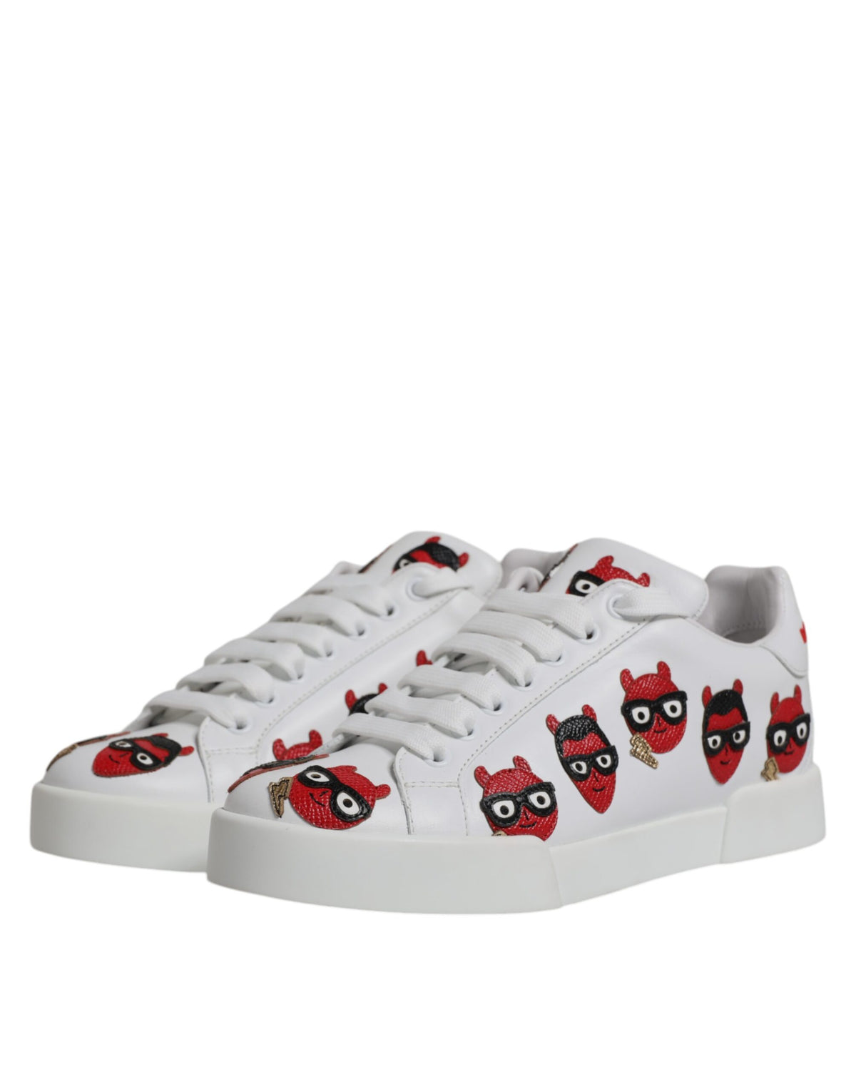 Dolce & Gabbana White Devil Face Portofino Sneakers