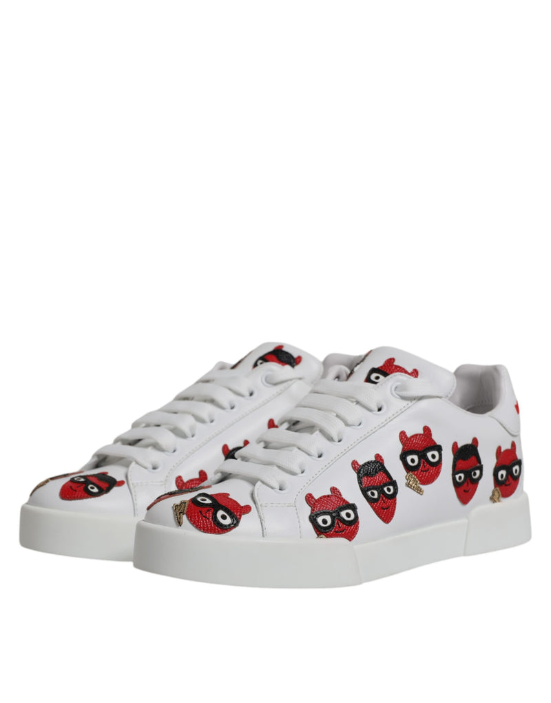 Dolce & Gabbana White Devil Face Portofino Sneakers