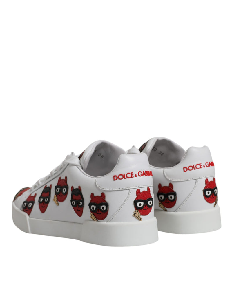 Dolce & Gabbana White Devil Face Portofino Sneakers