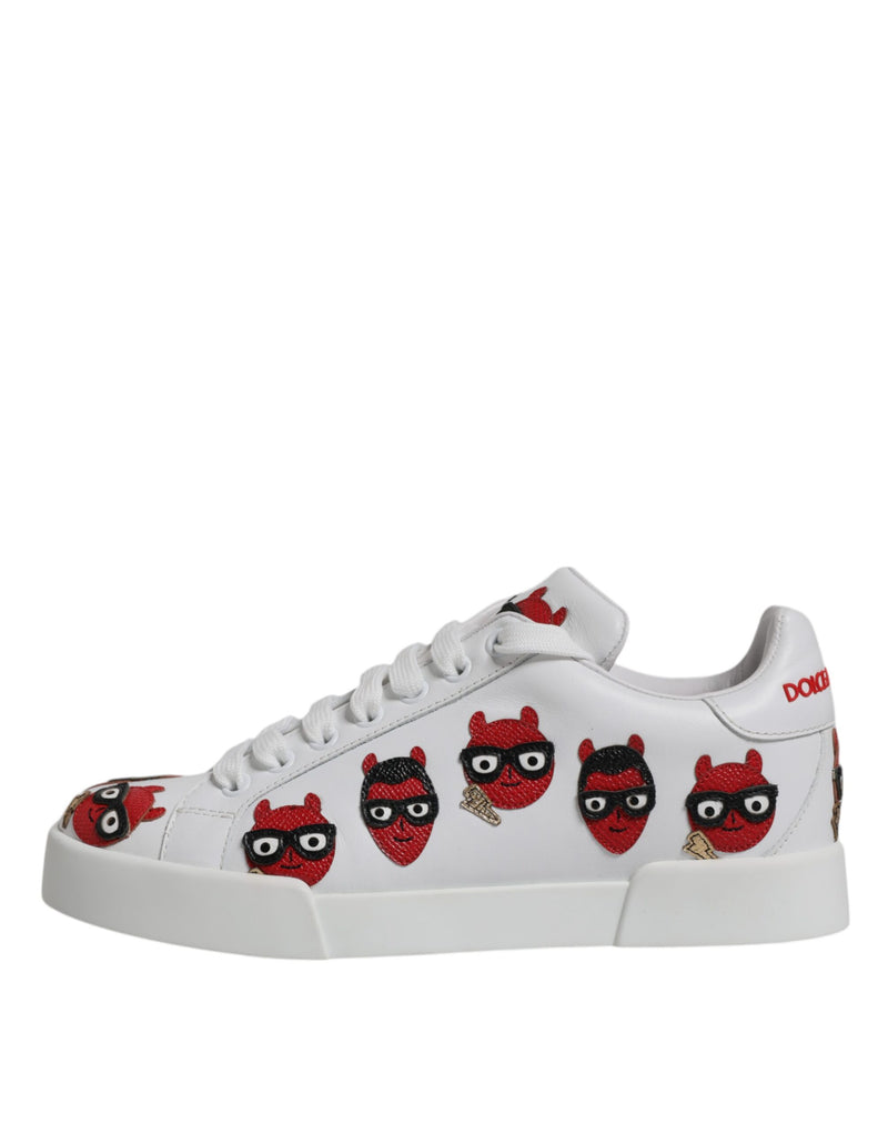 Dolce & Gabbana White Devil Face Portofino Sneakers