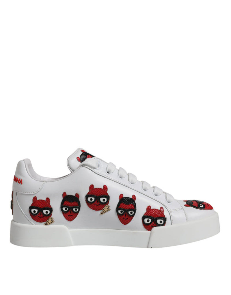 Dolce & Gabbana White Devil Face Portofino Sneakers