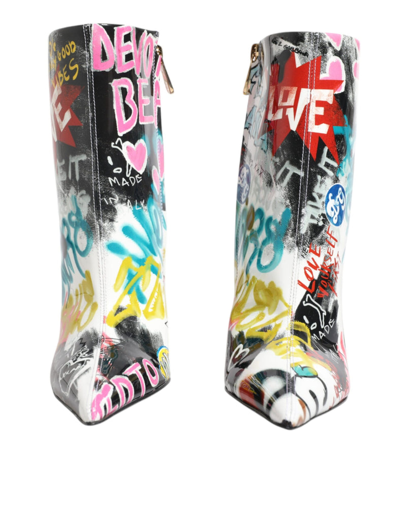 Dolce & Gabbana Multicolor Graffiti Keira Mid Calf Boots