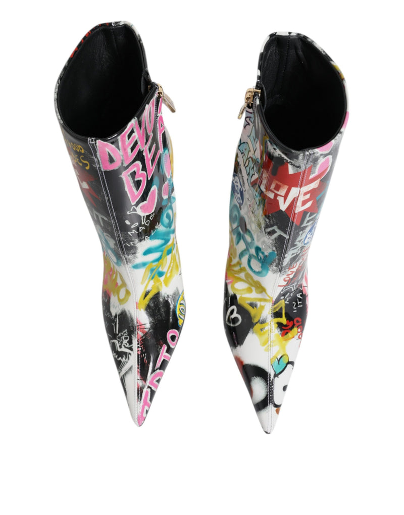 Dolce & Gabbana Multicolor Graffiti Keira Mid Calf Boots