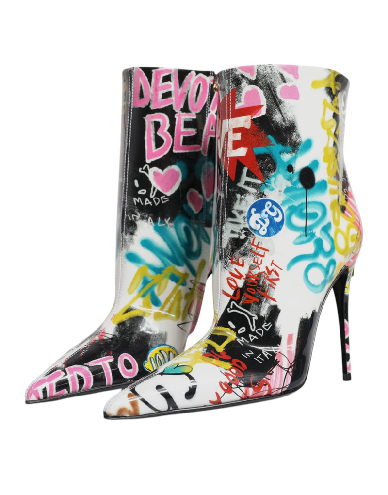 Dolce & Gabbana Multicolor Graffiti Keira Mid Calf Boots