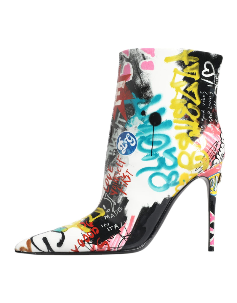 Dolce & Gabbana Multicolor Graffiti Keira Mid Calf Boots