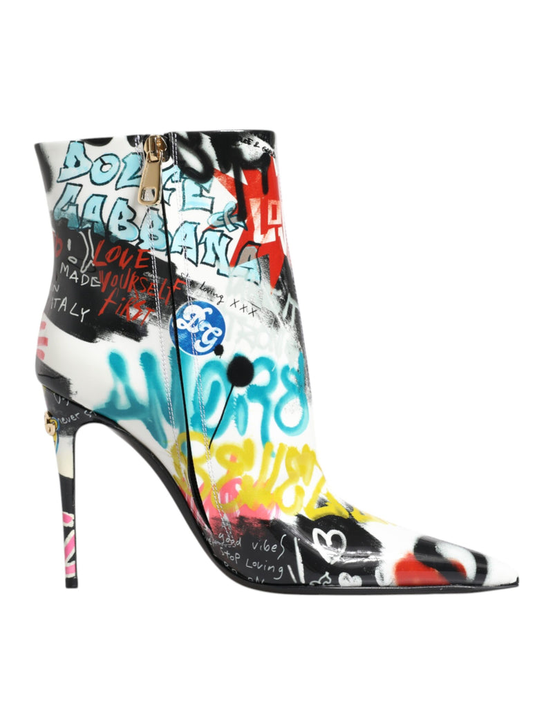 Dolce & Gabbana Multicolor Graffiti Keira Mid Calf Boots