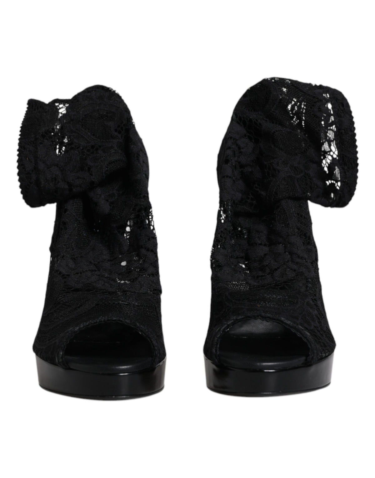 Dolce & Gabbana Black Stretch Taormina Lace Boots