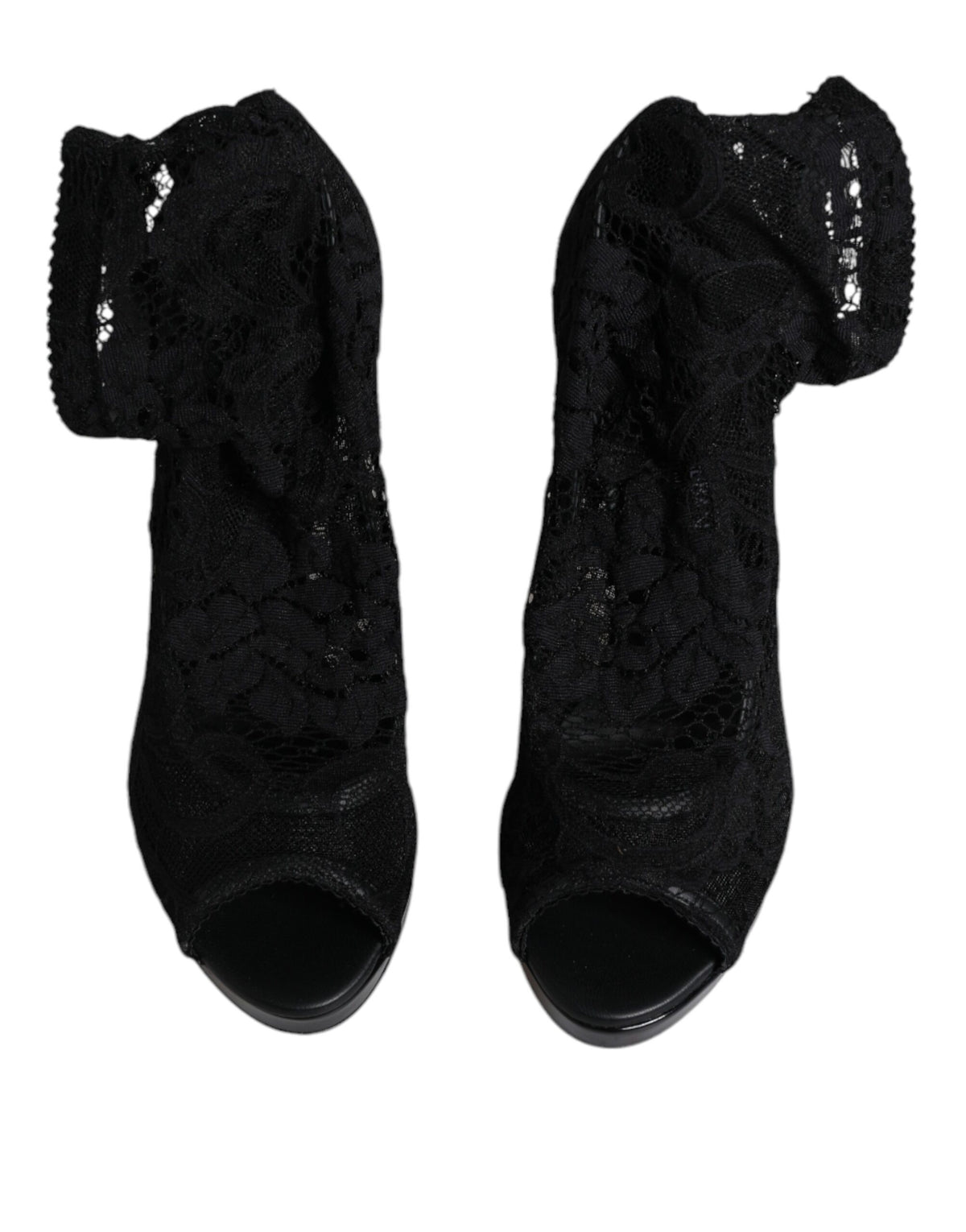 Dolce & Gabbana Black Stretch Taormina Lace Boots