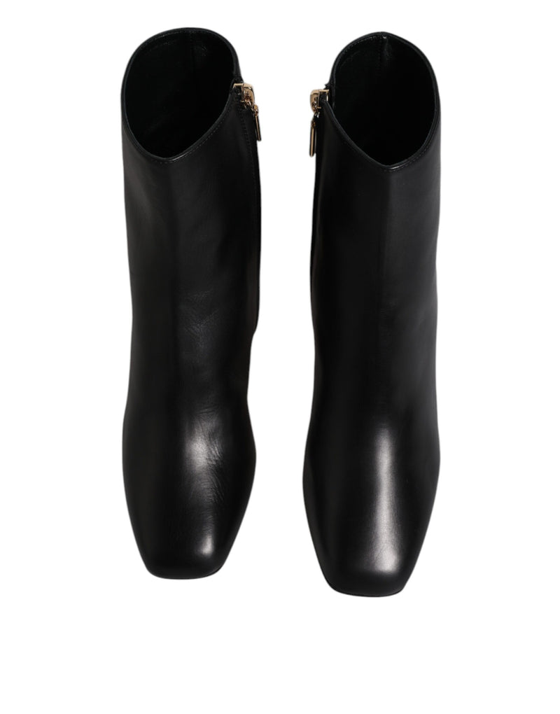 Dolce & Gabbana Black Jackie Leather Mid Calf Boots