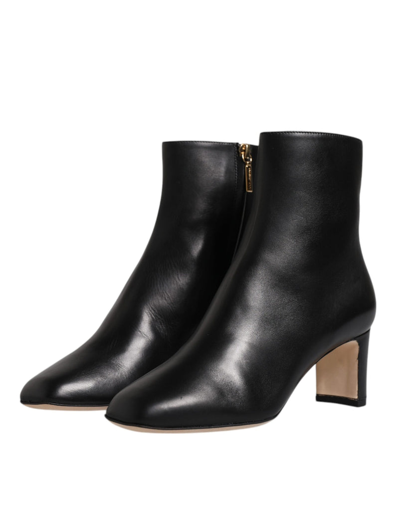 Dolce & Gabbana Black Jackie Leather Mid Calf Boots