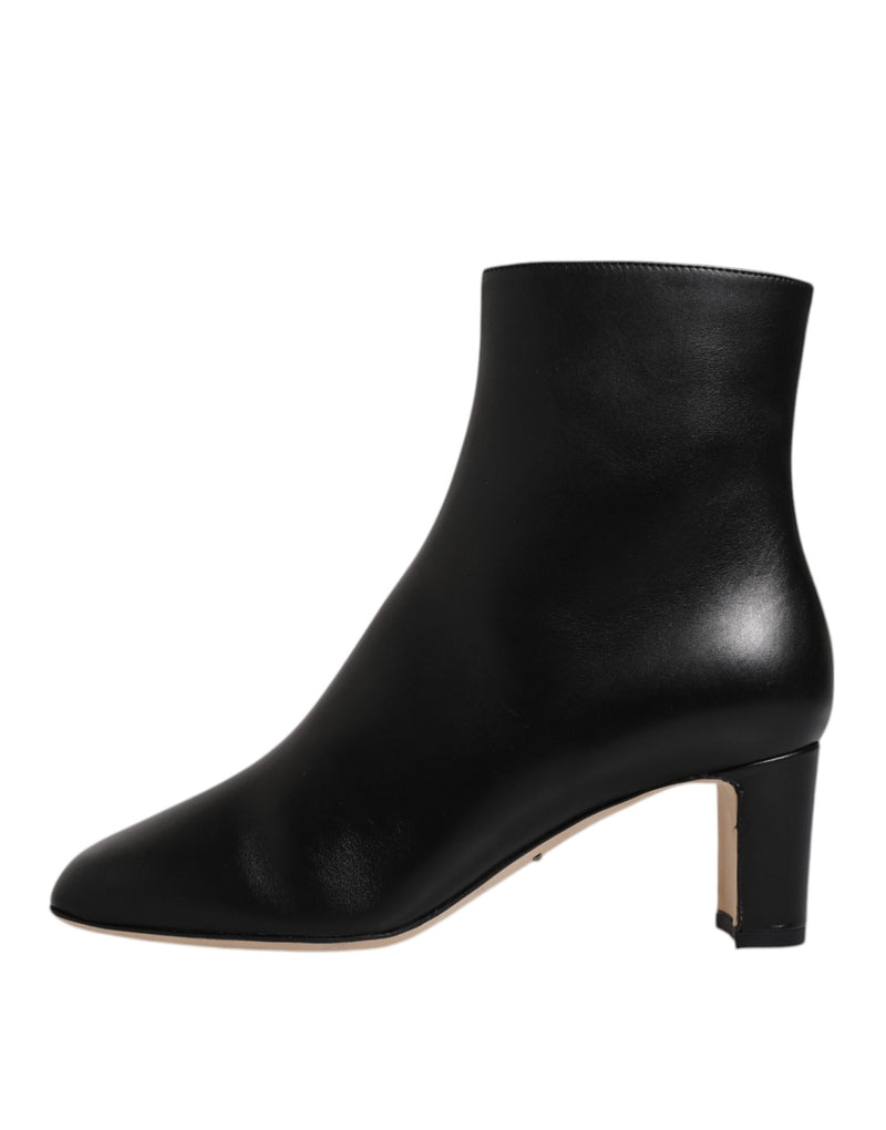 Dolce & Gabbana Black Jackie Leather Mid Calf Boots
