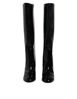 Dolce & Gabbana Vally High Boots en Cuir Verni Noir
