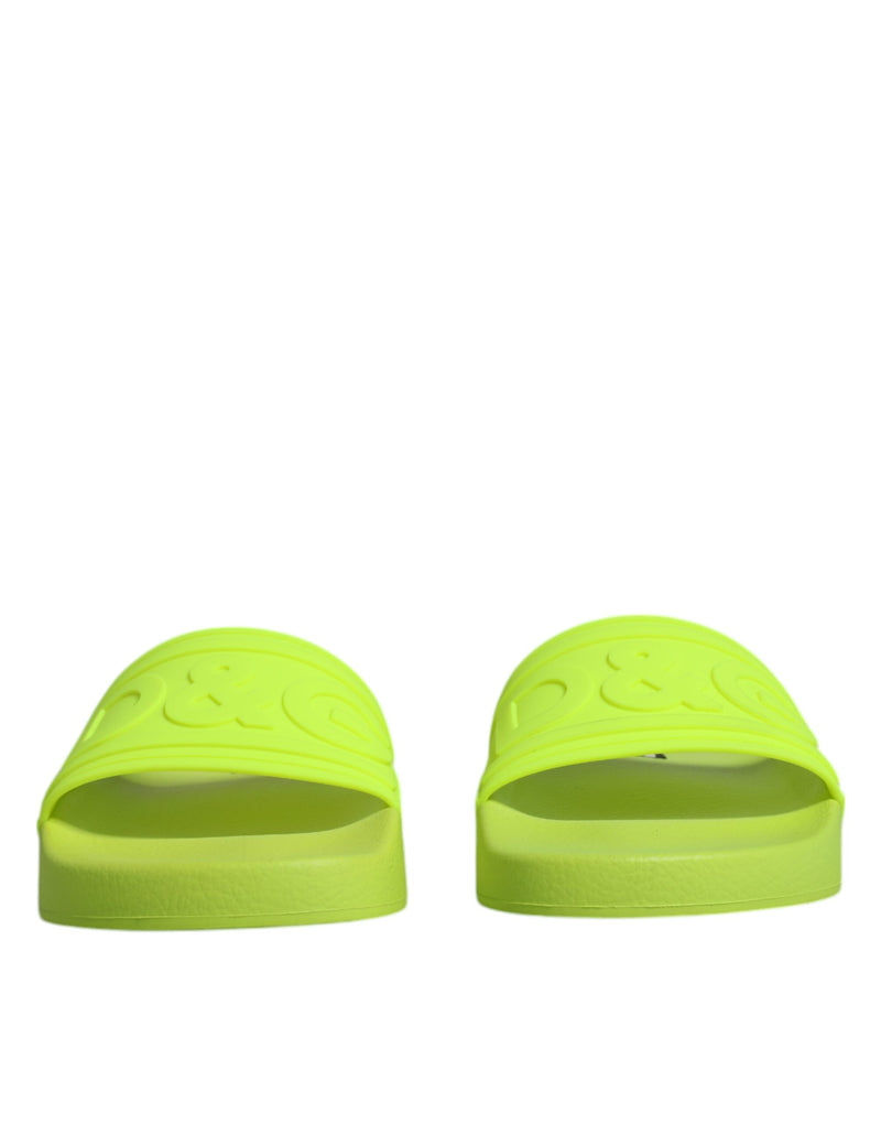 Dolce & Gabbana Green Rubber Slides Sandals for Beachwear
