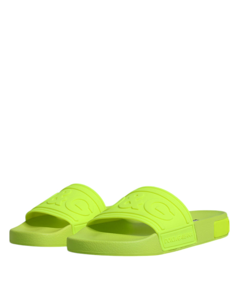 Dolce & Gabbana Green Rubber Slides Sandals for Beachwear