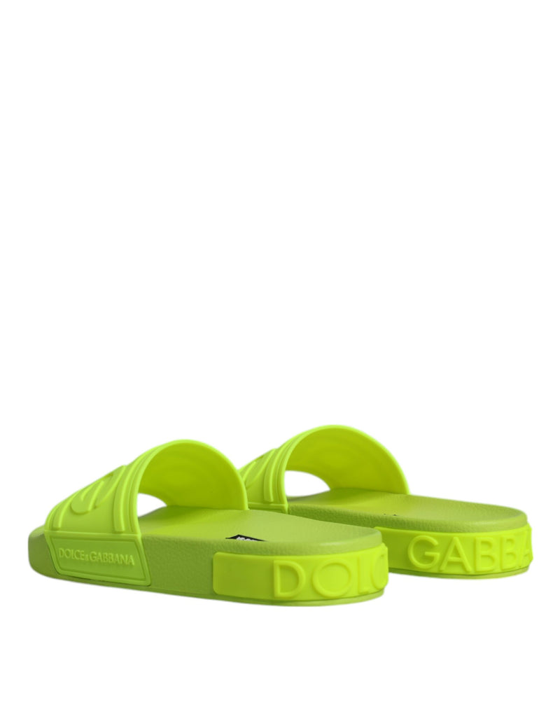 Dolce & Gabbana Green Rubber Slides Sandals for Beachwear