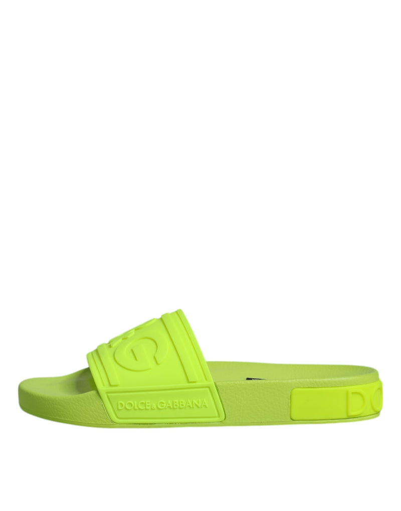 Dolce & Gabbana Green Rubber Slides Sandals for Beachwear
