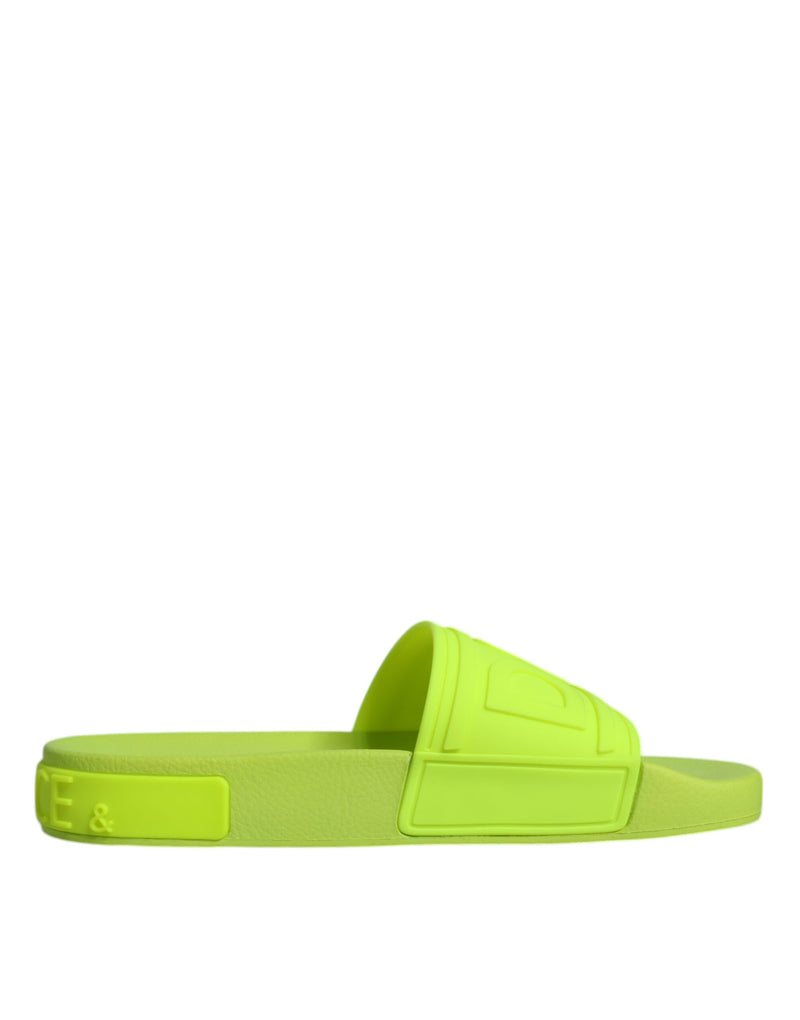 Dolce & Gabbana Green Rubber Slides Sandals for Beachwear