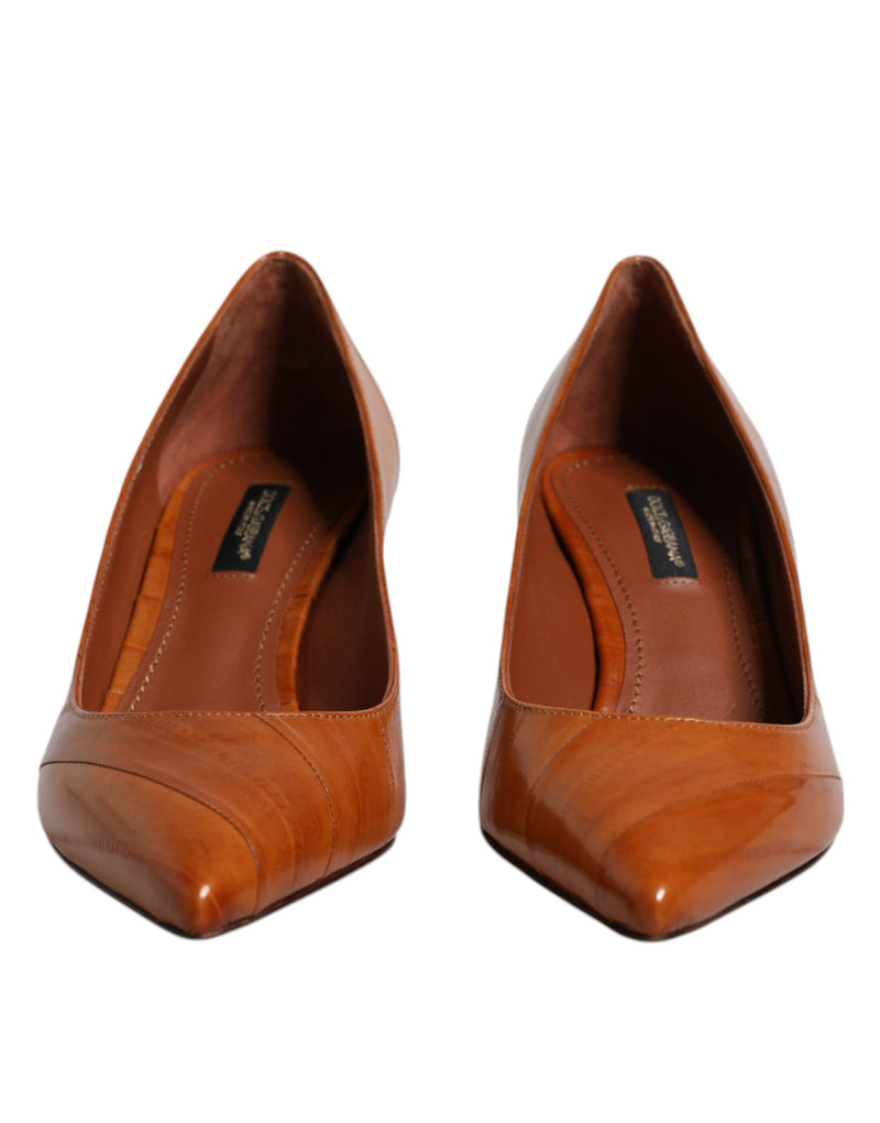 Dolce & Gabbana Brown Leather Kitten Heels Pumps