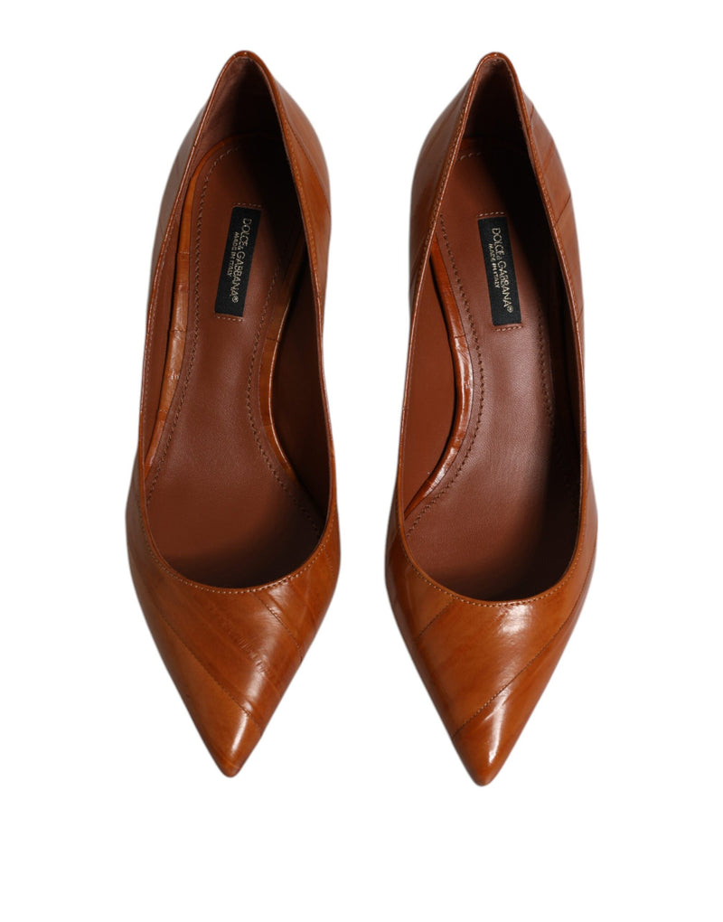 Dolce & Gabbana Brown Leather Kitten Heels Pumps