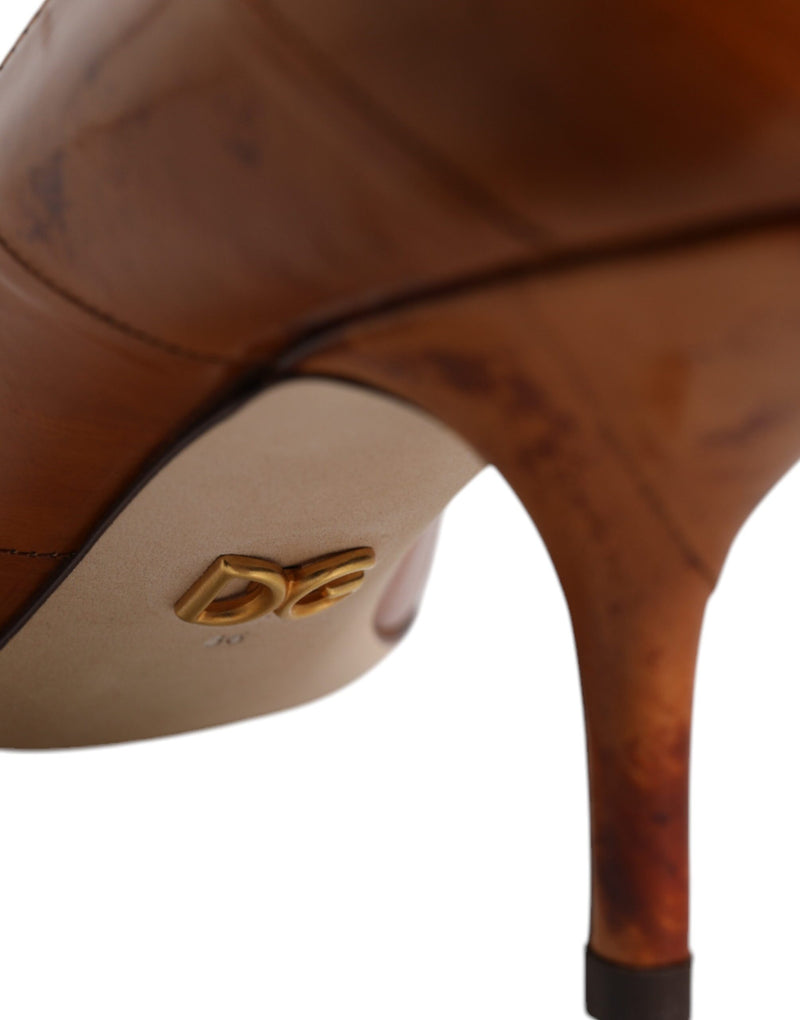Dolce & Gabbana Brown Leather Kitten Heels Pumps