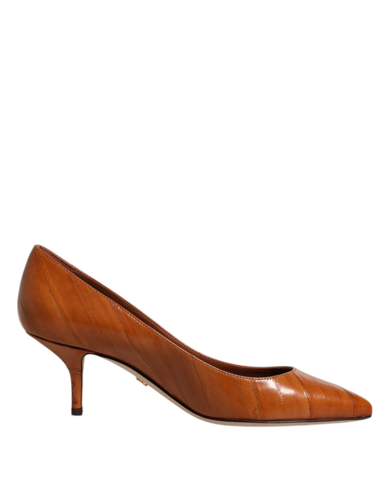 Dolce & Gabbana Brown Leather Kitten Heels Pumps