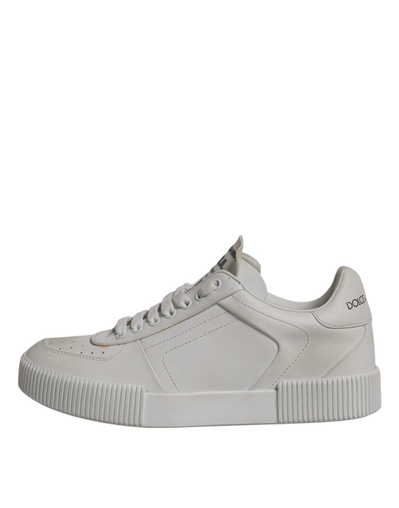 Dolce & Gabbana White Miami Leather Low Top Sneakers