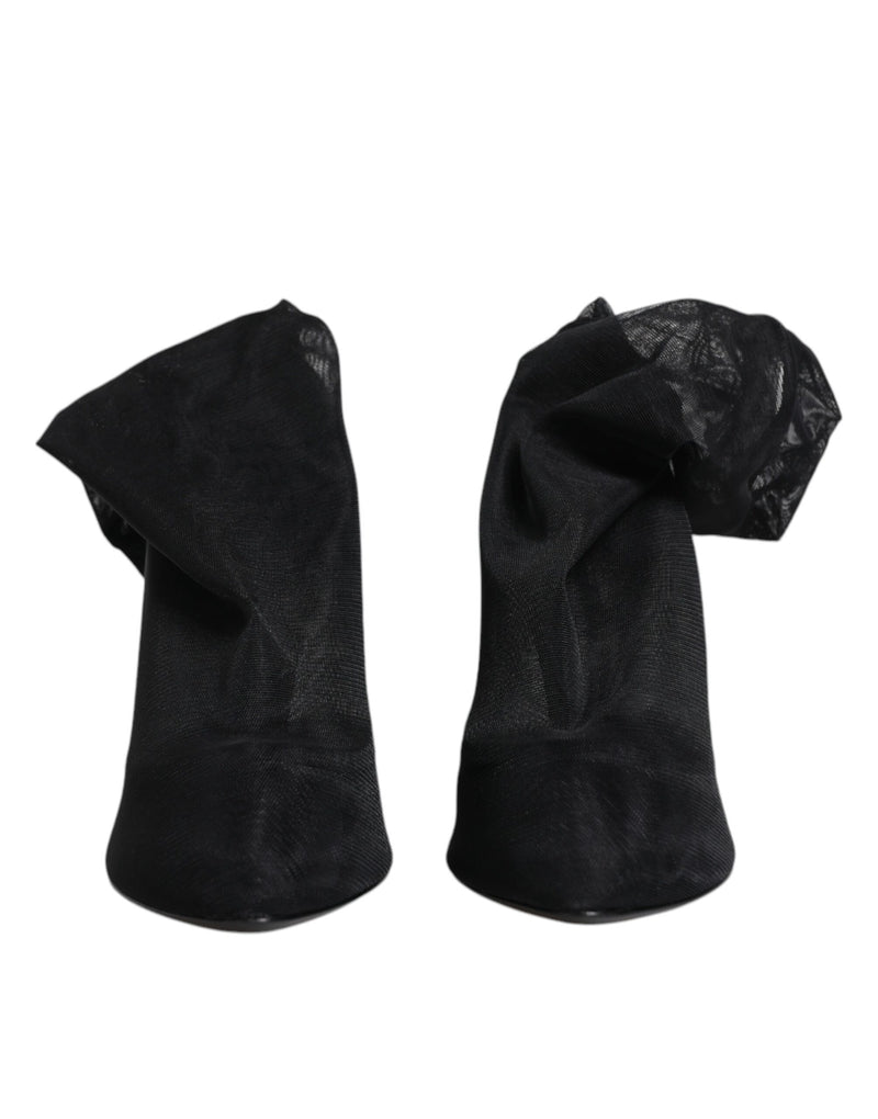 Dolce & Gabbana Black Silk Stretch Mesh Sock Boots