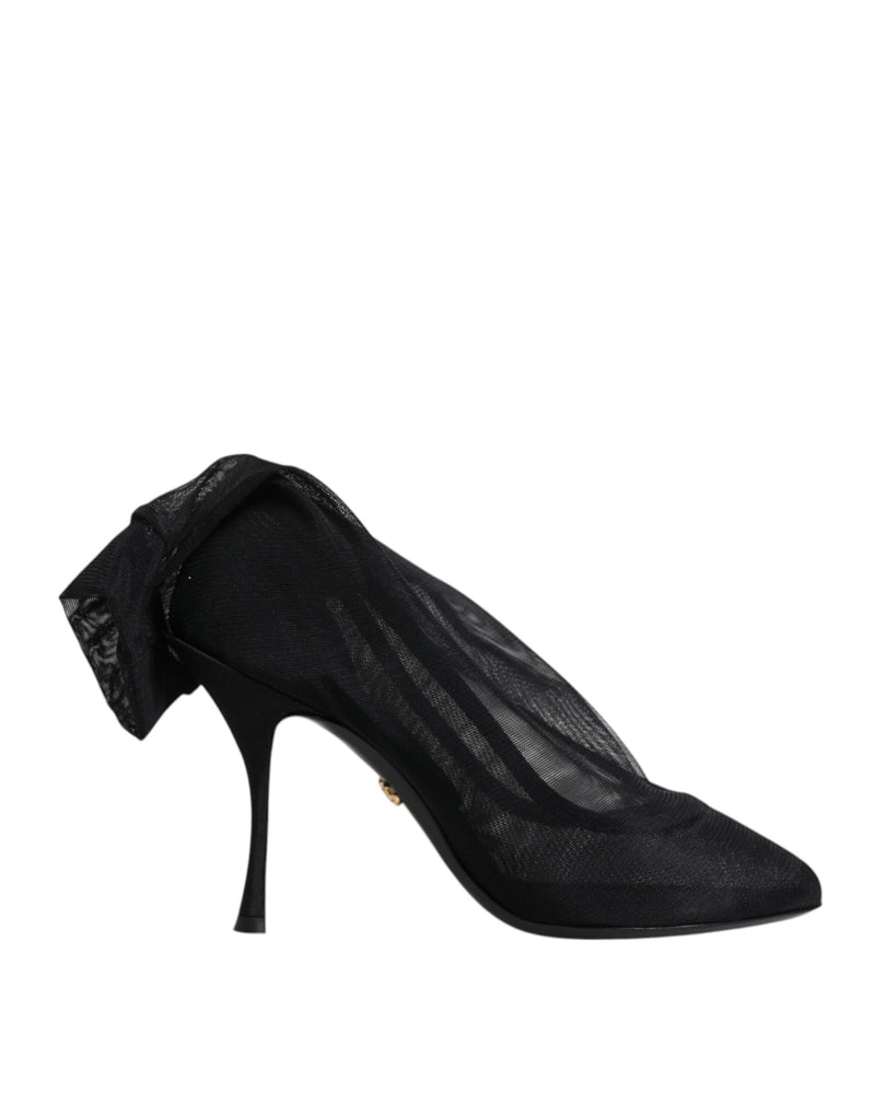 Dolce & Gabbana Black Silk Stretch Mesh Sock Boots