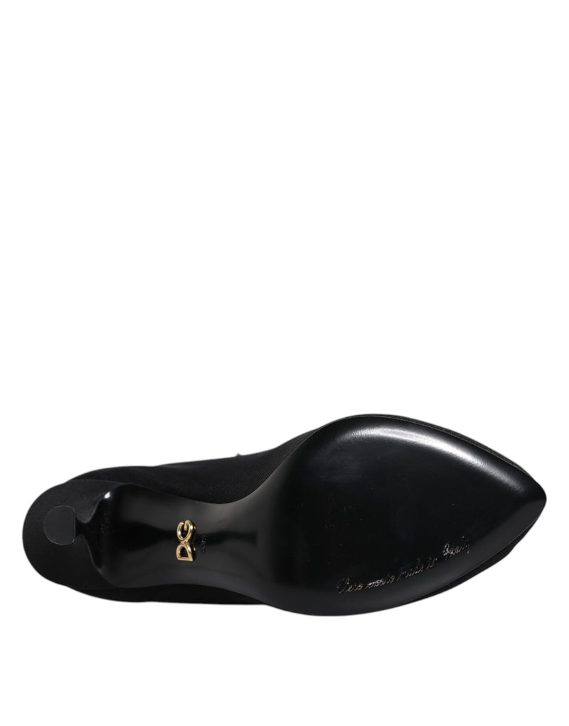 Dolce & Gabbana Black Silk Stretch Mesh Sock Boots
